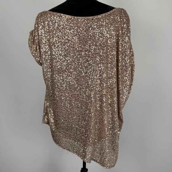 Torrid Sequin NWT Off Shoulder Short Sleeve Gold Shimmer Loose Fit Plus Size Top - Picture 2 of 11